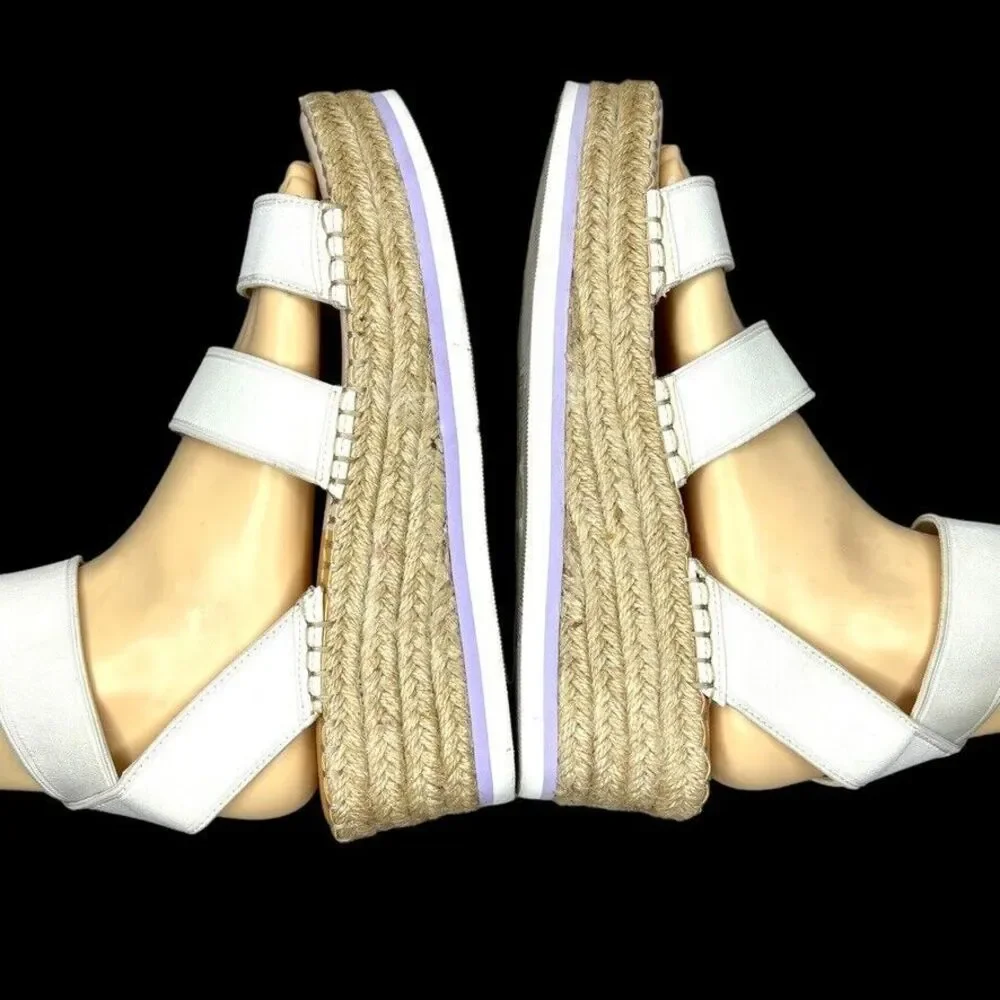 Dolce‎ Vita Lury White Fabric Elastic Platform Wedge Espadrille Womens Size 9M